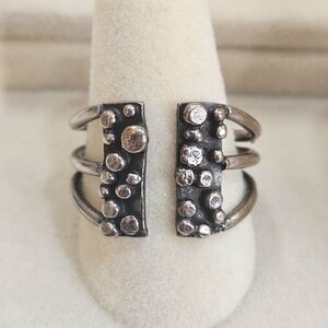 Sterling Silver Open 925 Pebble Ring Size 8 Adjustable